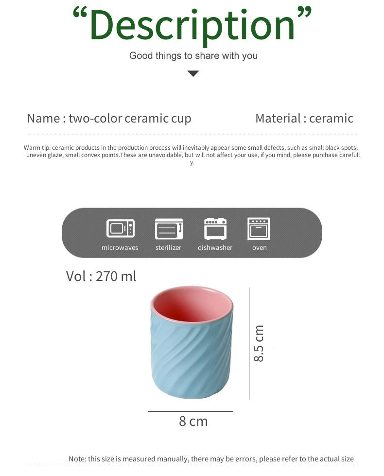 Threaded color ceramic mug