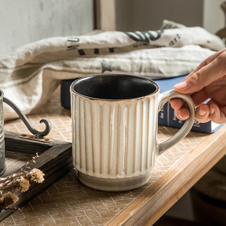 Vintage Embossed Large Capacity Ceramic Coffee Mug
