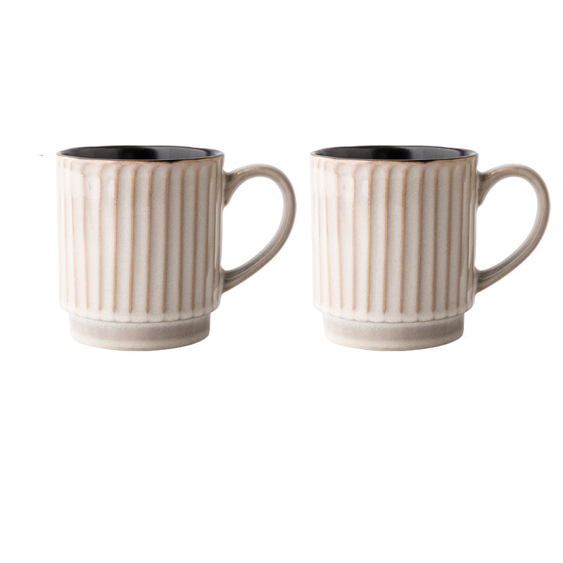 Vintage Embossed Large Capacity Ceramic Coffee Mug